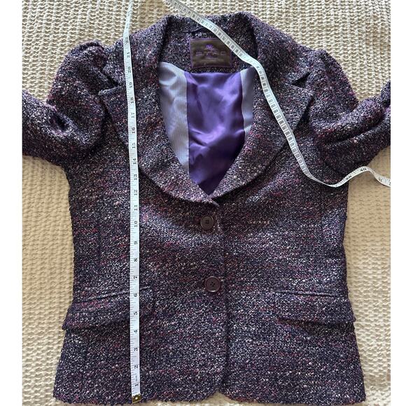 Etro Milano Blazer Purple Tweed Wool Blend Two Button Closure Jacket - Picture 5 of 7